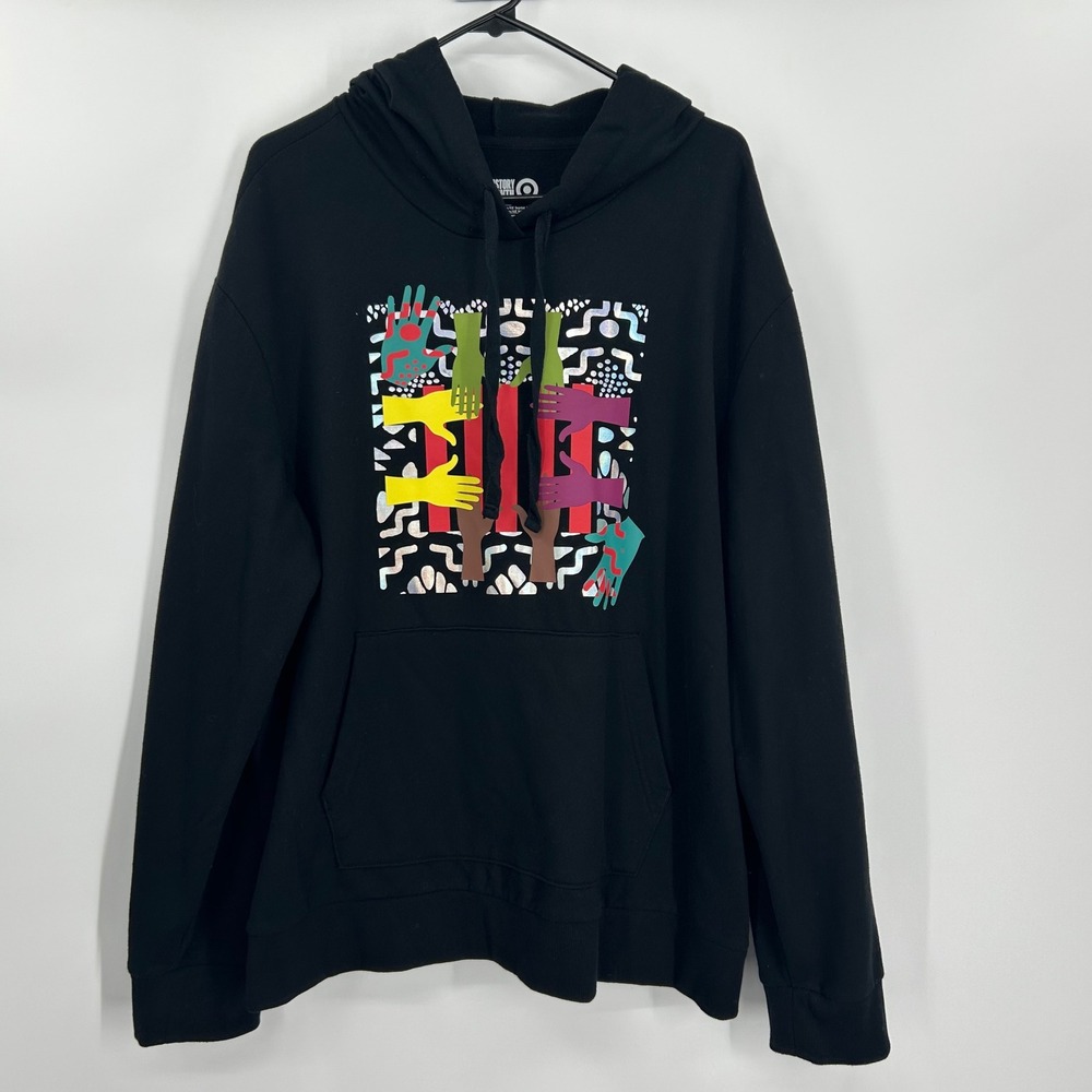 Black History Month Unity Graphic Hoodie Black Pullover Sweatshirt Unisex XL